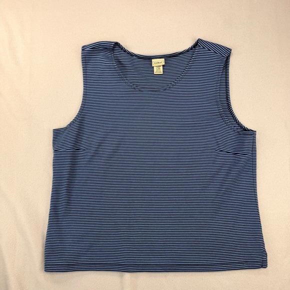 LL Bean Tops - LL Bean Blue Black Striped Supima Cotton Modal Tank Top XL Regular 0WT71